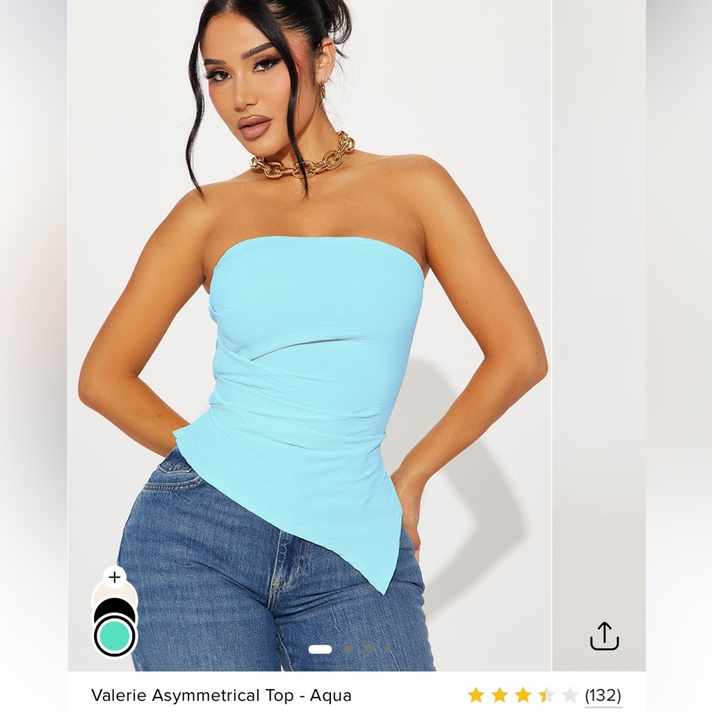 blue valerie asymmetrical top fashion nova